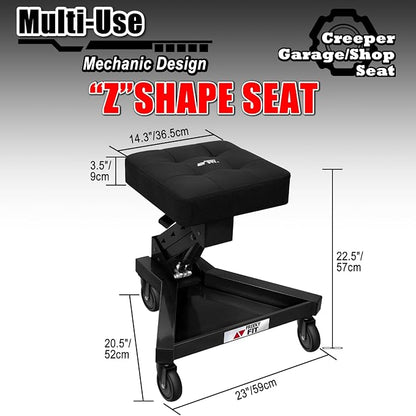 Mechanic Stool with Wheels, Hydraulic Adjustable Shop Stool on Wheels, Garage - Image 7