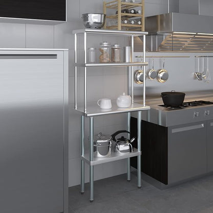 Amgood Stainless Steel Work Table Double Tier Overshelf - Image 8