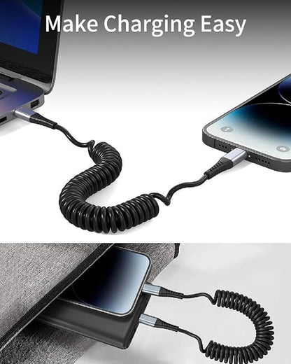 Coiled Lightning Cable, 2 Pack Retractable iPhone Charger Cord - Image 6
