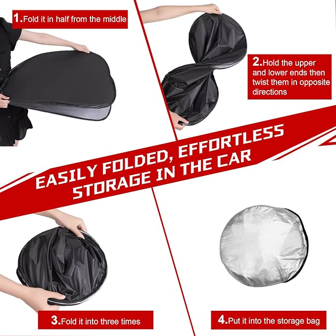 Windshield Sun Shade for 2014-2018 Che-vrolet/Chevy Silverado 1500 Foldable Sun - Image 7
