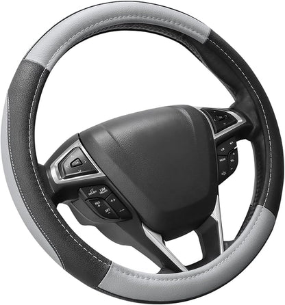 SEG Direct Black and Gray Microfiber Auto Car Steering Wheel Cover Universal 15 by SEGDirect