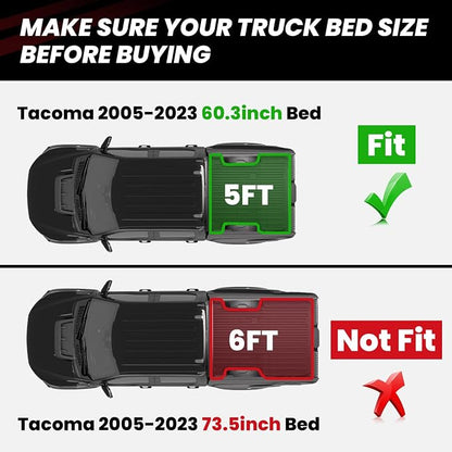 LASFIT Bed Mat for Toyota Tacoma 2023 2022 2021 2020 2019-2005 Truck Bed 5 ft - Image 2