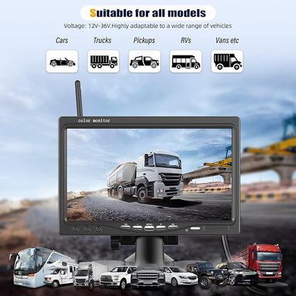 Wireless Vehicle Backup Camera System, 7 Inch Reverse Camera Monitor - Image 4