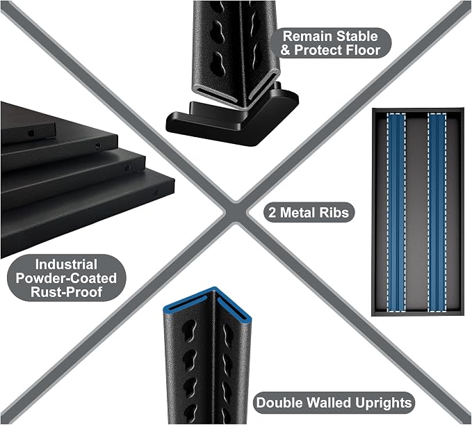 48" W Garage Shelving Heavy Duty, 1650LBS Loads Adjustable Garage Storage - Image 5