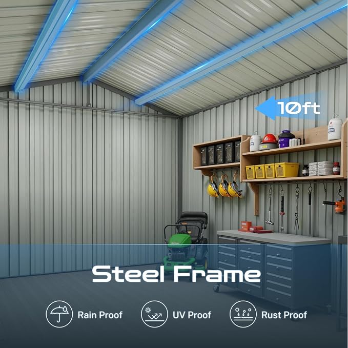 12x10 Ft Storage Shed Outdoor, XL Permanent Steel Building - Image 6