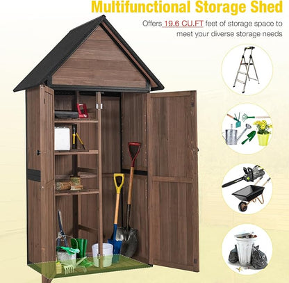 Outdoor Storage Shed, Vertical Wooden Tool Shed - Image 6