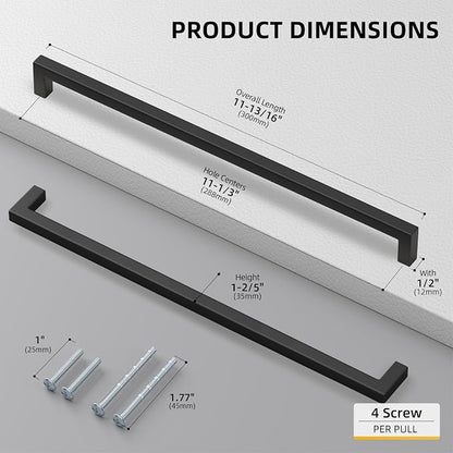 Goldenwarm 10 Pack Black Square Bar Cabinet Pull Drawer Handle Stainless Steel - Image 2