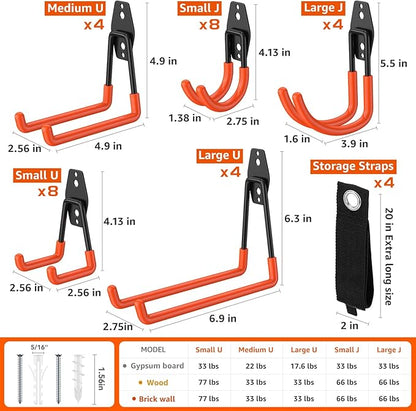 32 Pack Garage Hooks with Anti-Slip Coating Heavy Duty Wall Mount Hooks - Image 2