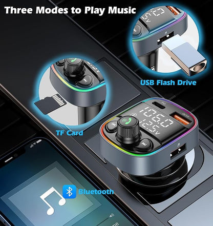 LIHAN AUX USB C Bluetooth Car Adapter, Wireless Handsfree Call, FM Transmitter - Image 3