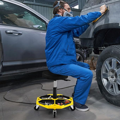 IRONMAX Rolling Mechanic Stool, Adjustable Shop Stool Creeper Seat - Image 2
