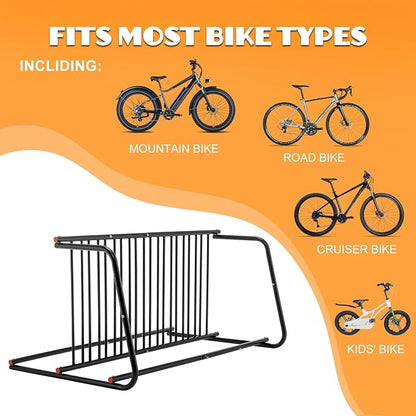 10-Bike Floor Bike Rack, 60” Dual-Sided Freestanding Steel Bike Stand - Image 4