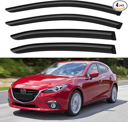 Window Visors Rain Guards for 2014-2018 Mazda 3 Sedan, Out-Channel Window Vent by YQAUTEC