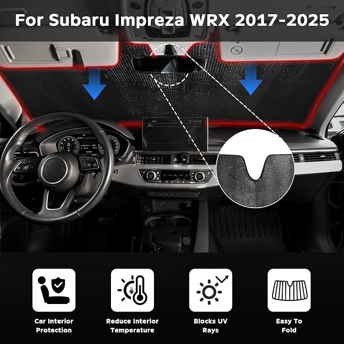 Windshield Sun Shade for 2017-2025 Subaru Impreza WRX Sedan Impreza WRX - Image 2
