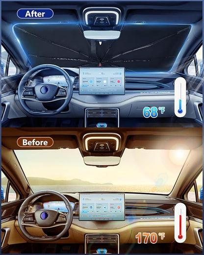 Car Windshield Sun Shade-Sun Ray Reflective Front Window Cover, Foldable Car - Image 6