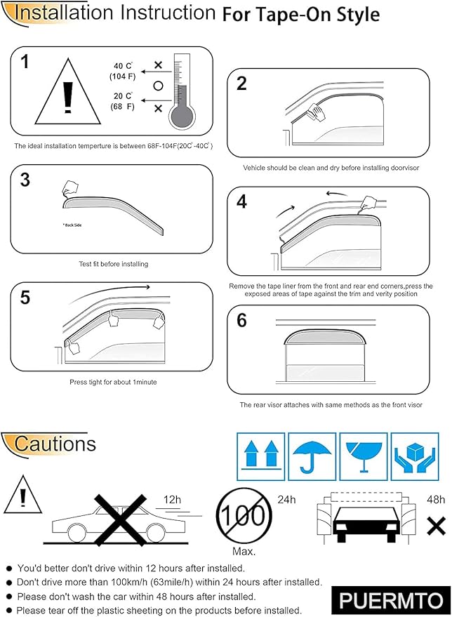 94119 Side Window Wind Deflector, Window Visor fit - Image 5