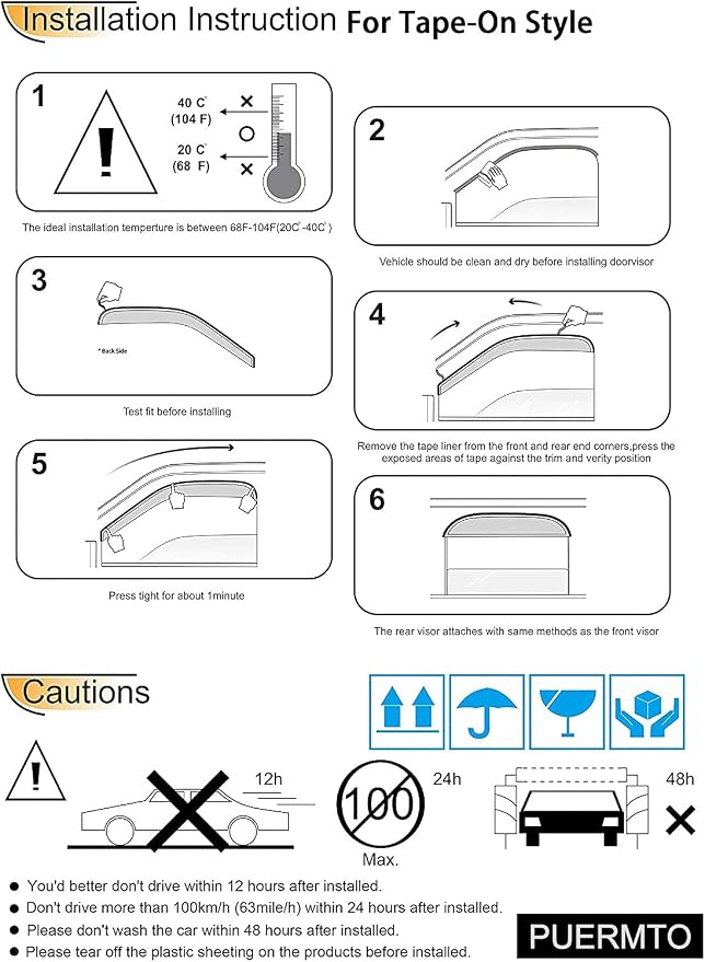 Side Window Wind Deflector, Dark Smoke Window Visor fit - Image 6