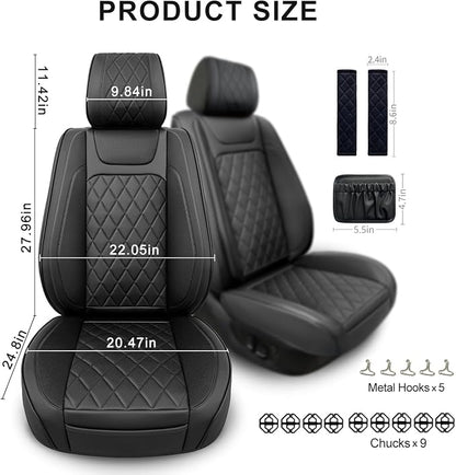 2 Pack Leather Front Car Seat Covers, Universal Breathable Full Surround - Image 2