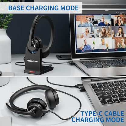 Wireless Headset with Mic for Work, Wireless Headphone with Voice Assistant for - Image 6