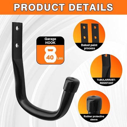 10-Pack Heavy Duty Garage Wall Hooks – Utility J Hooks - Image 4