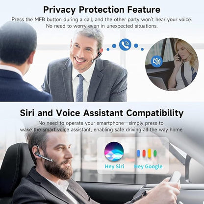 Bluetooth Headset V5.3, 100 Hrs Talk Time Single-Ear Earphone, CVC8.0 Noise - Image 4