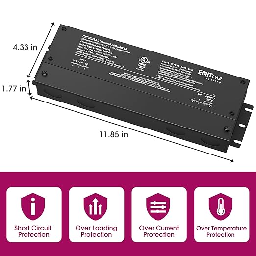 EMITEVER 288W Dimmable LED Driver, 24V 5-in-1 Dimmable Power Supply, 3-Channels - Image 3