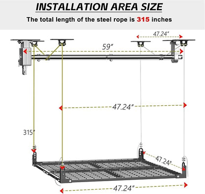4x4FT Ceiling Storage Racks Lift, Overhead Garage Storage Rack, Adjustable - Image 3