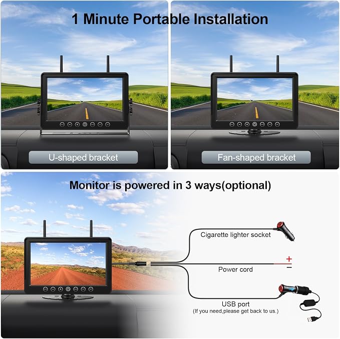 Fookoo HD 1080P 9" Magnetic Wireless Backup Camera, Rechargeable 2 Side View 2 - Image 7