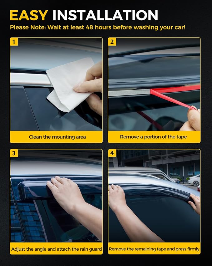 Rain Guards for Car Windows, Tape-On Window Visors Rain Guards Fit for Honda - Image 5