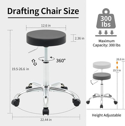 Rolling Office Stools, Adjustable Drafting Stool on Wheels 19.5’’-26.6’’ - Image 2
