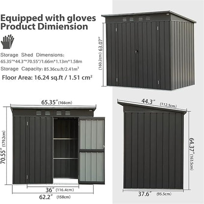 IKERY Compact Galvanized Steel Garden Shed 5' x 3' - Image 5