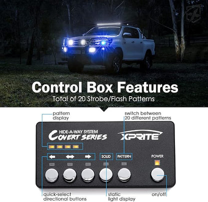 Xprite Blue LED Hideaway Strobe Police Lights Kit, 20 Flashing Patterns - Image 4