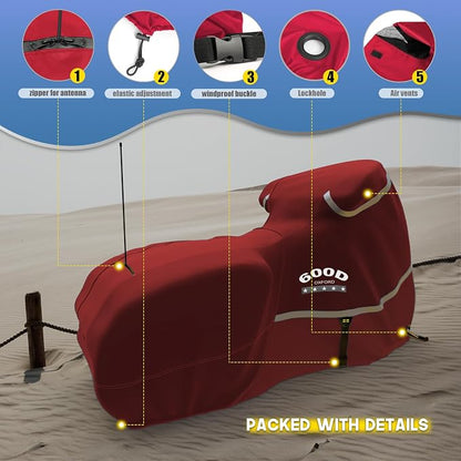 Rosefray Motorcycle Cover with Side Box Heavy Duty 600D Waterproof - Image 5