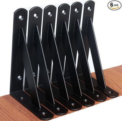 6 Pack L6 x H 4" Black Heavy Duty Shelf Brackets by MHMYDZ
