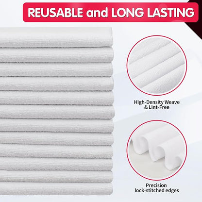 FIXSMITH White Microfiber Cleaning Cloth -Pack of 12, Highly Absorbent Cleaning - Image 3