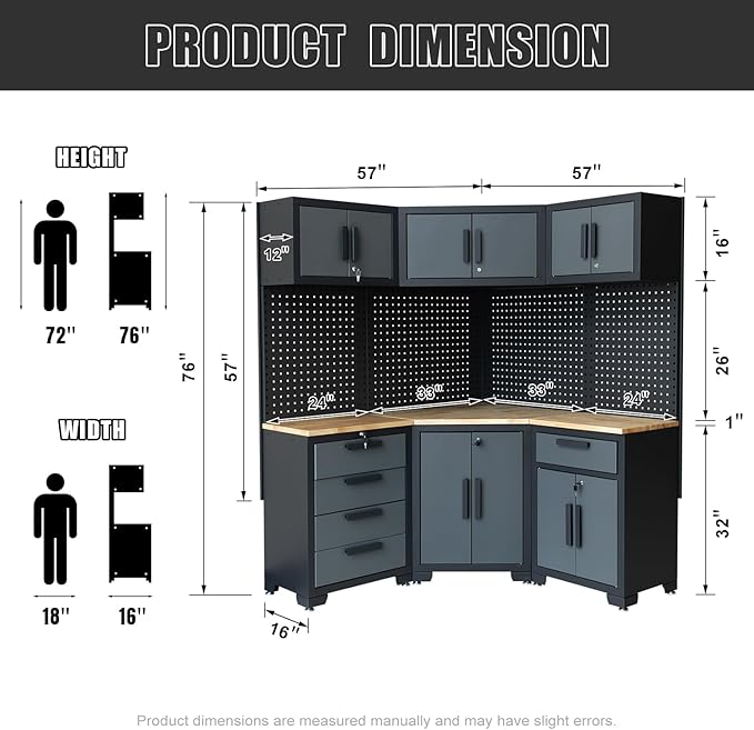 Garage Storage Cabinet System Corner Workshop Set 10-Pcs Garage Cabinets and - Image 3