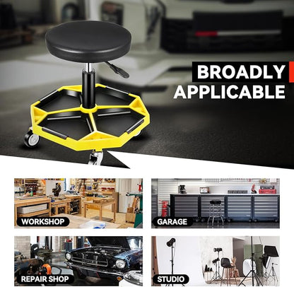 Auto Dynasty Mechanic Stool, Adjustable Rolling Pneumatic Creeper Garage Shop - Image 5