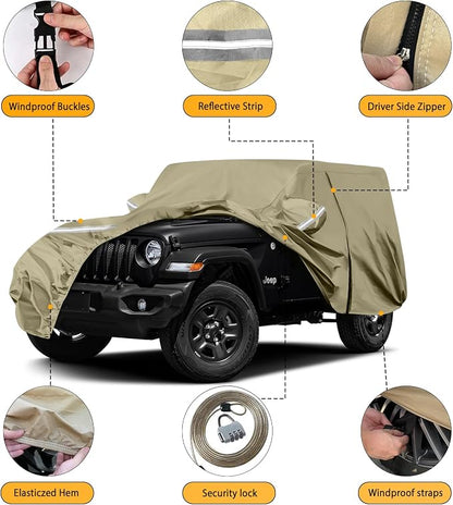 Waterproof Car Covers Replace for 2007-2025 Jeep Wrangler 2 Door, Windproof - Image 2