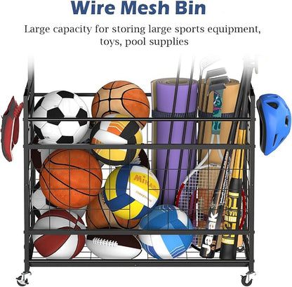smusei Sports Equipment Organizer Garage Basketball Ball Holder - Image 4