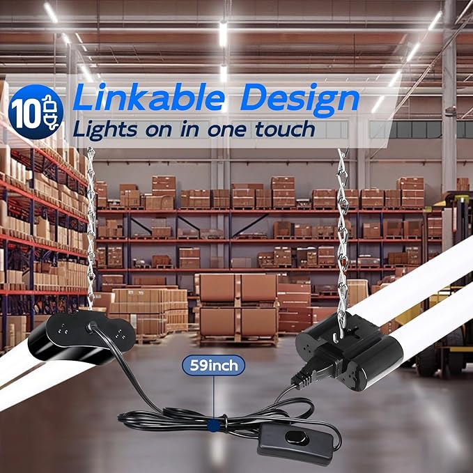 hykolity 10 Pack 4FT Linkable LED Shop Light, Utility Shop Light Fixture - Image 4