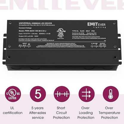 EMITEVER Dimmable Led Driver, 2 Packs 150W AC 110V-277V to DC 24V Transformer - Image 7