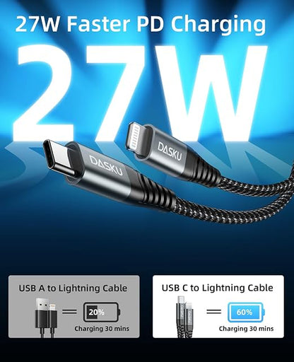 Dasku USB C to Lightning Cable 3Pack 10 FT, iPhone 14 13 Fast Charger Extra - Image 2