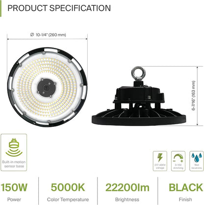 ASD LED High Bay UFO Light Fixture, Commercial Shop Lighting | Dimmable - Image 2