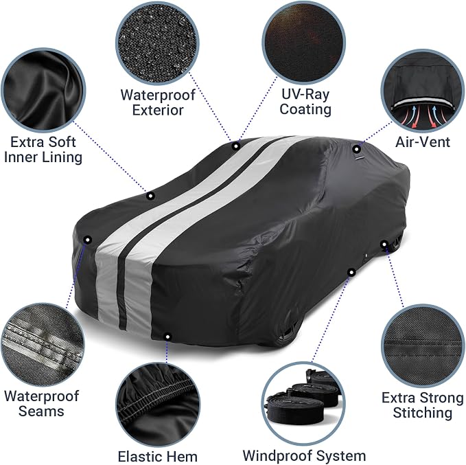 iCarCover Custom Car Cover for Chevy Monza 2+2, Hatchback Waterproof All - Image 4