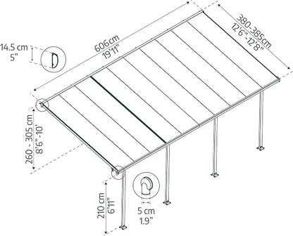 Palram - Canopia Feria 13 Ft. x 20 Ft. Carport Aluminum Metal Frame and - Image 7
