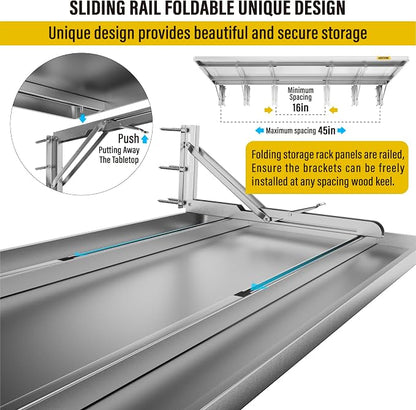 1.3x4ft Adjustable Rail Type Folding Storage Rack Shelf, Suitable - Image 5