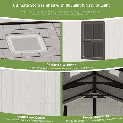 Patiowell 10 x 8 FT Outdoor Storage Shed, Plastic Shed - Image 7