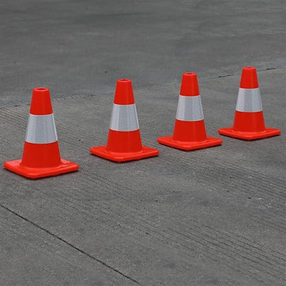 8 Pack All-PVC 1-Piece Traffic Cones, 360° Visible Fluorescent Orange-Red - Image 7