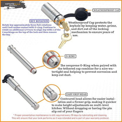61673 | 3 Pack, Keyed Alike, Receiver Locks - Image 6