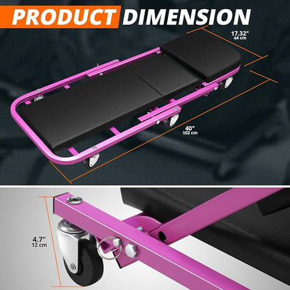 DNA MOTORING 40 Inches Folding 2 in 1 Rolling Z Creeper, Adjustable Roller - Image 5
