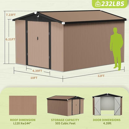 Metal Storage Shed, Outdoor Storage Building 10x12, Large Backyard Sheds - Image 2